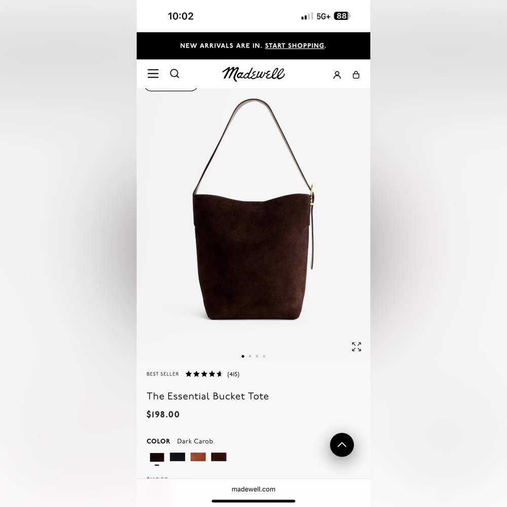 Madewell The Essential Bucket Tote in Suede-Dark Carob